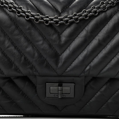 Chanel Aged Calfskin Chevron Quilted 2.55 Reissue 225 Flap So Black 8 of 12