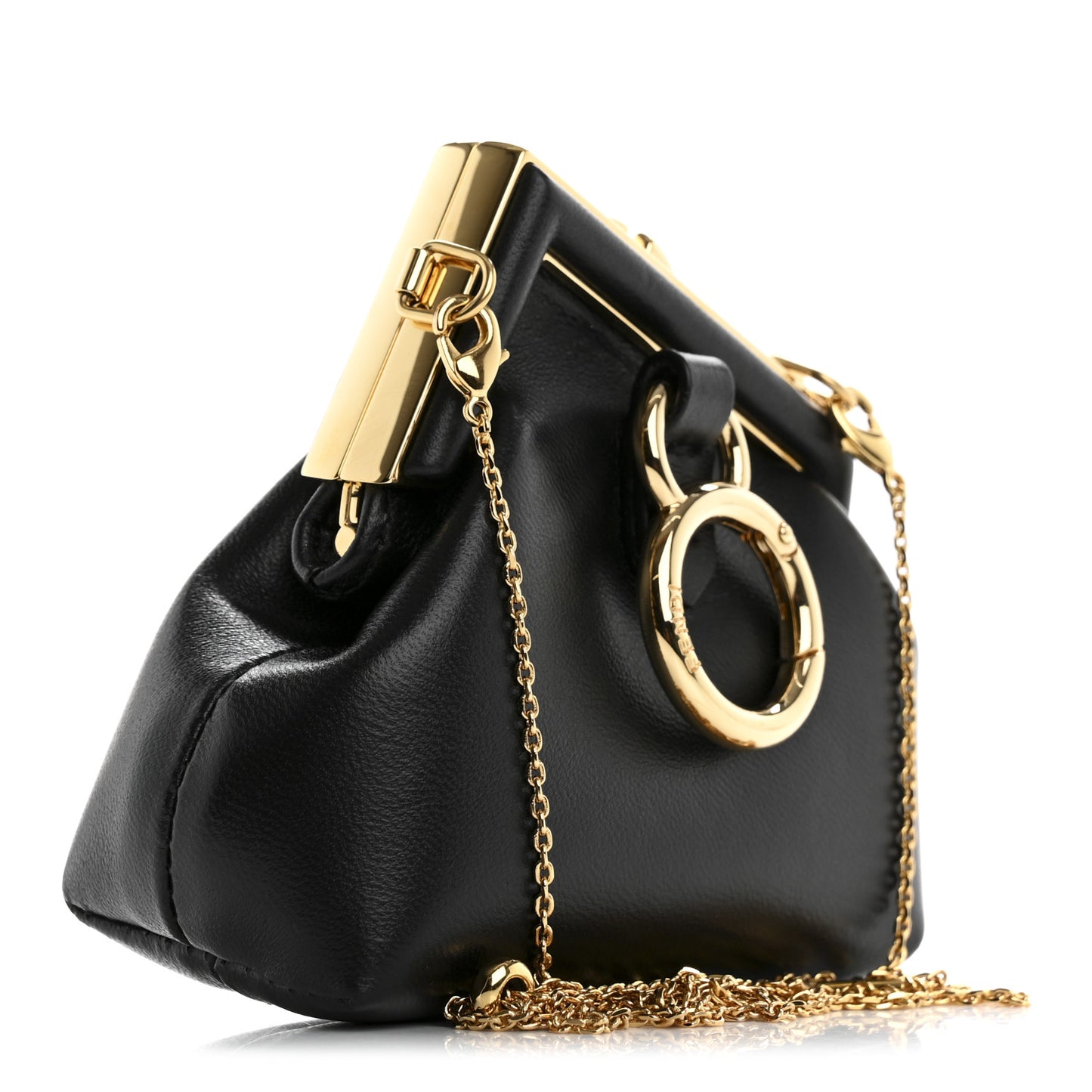 Shiny Nappa Nano Fendi First Bag Charm Black