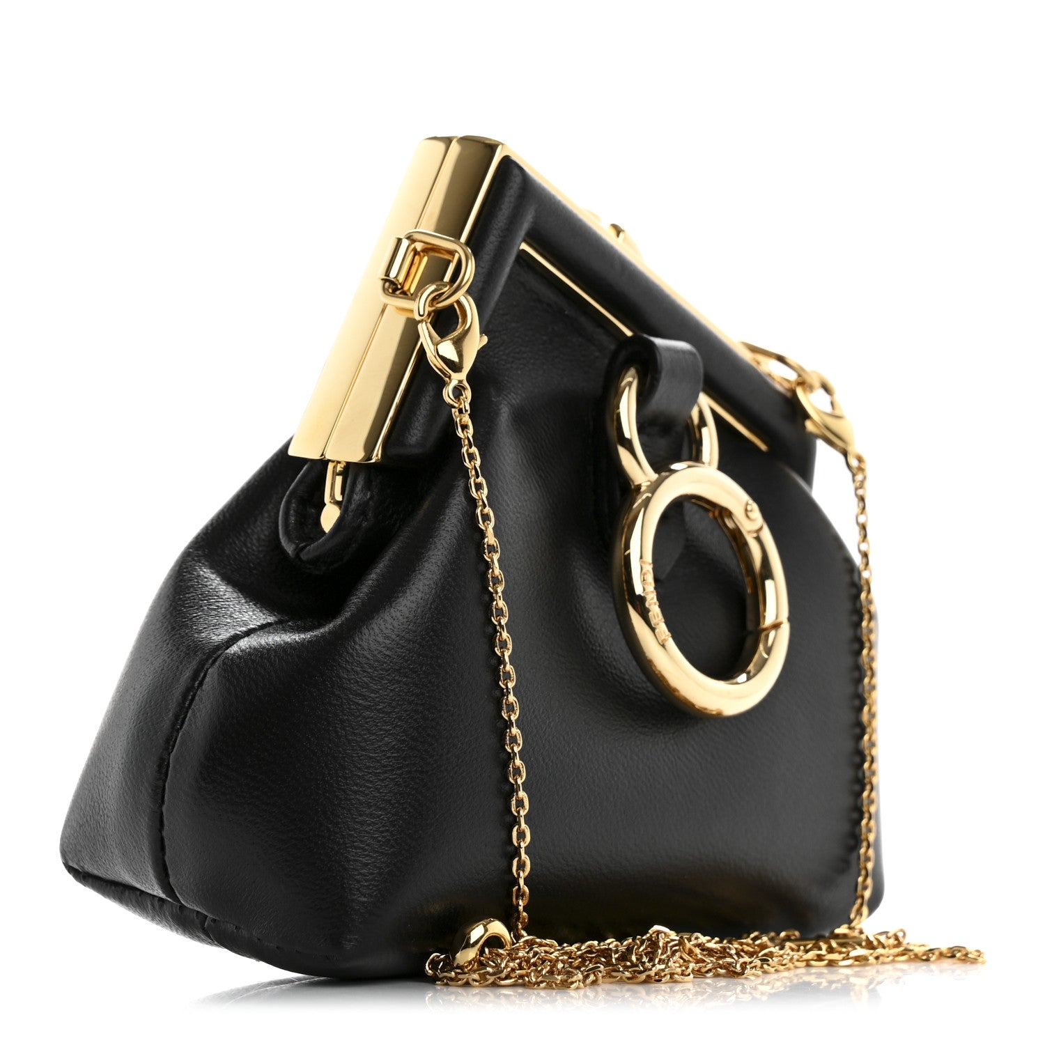 Fendi Shiny Nappa Nano Fendi First Bag Charm Black 3 of 12