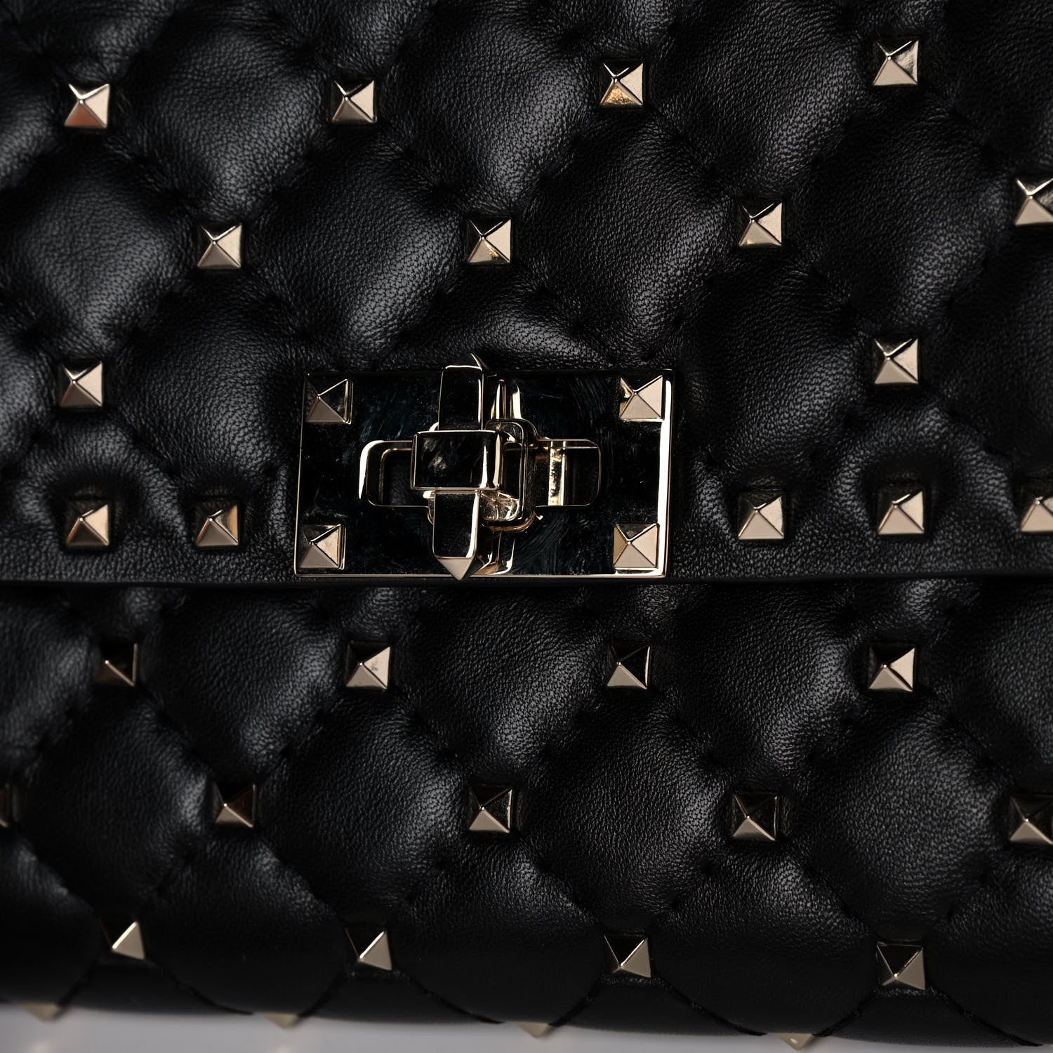 Valentino Garavani Lambskin Rockstud Spike Wallet on Chain Black 11 of 12
