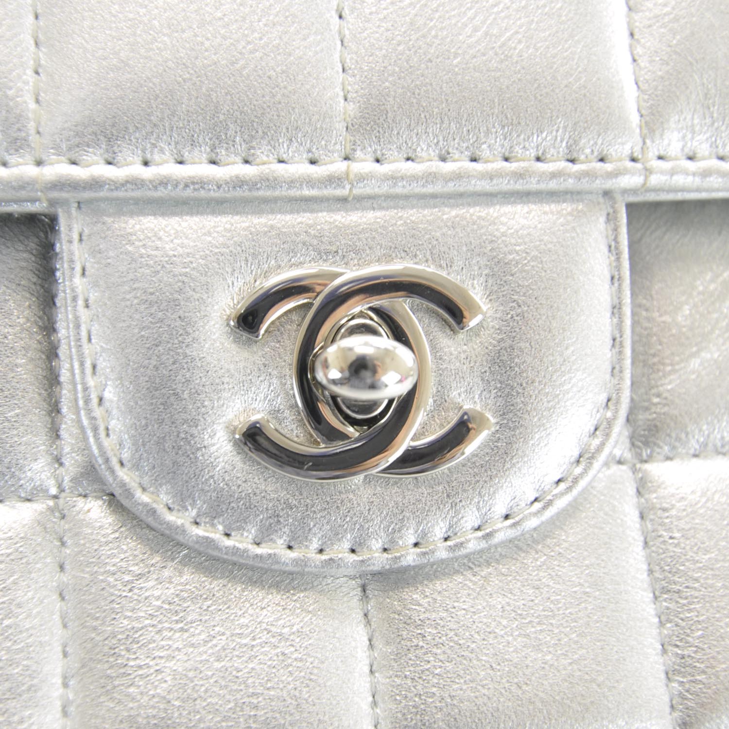 Chanel Lambskin East West Chocolate Bar Flap Silver 8 of 11