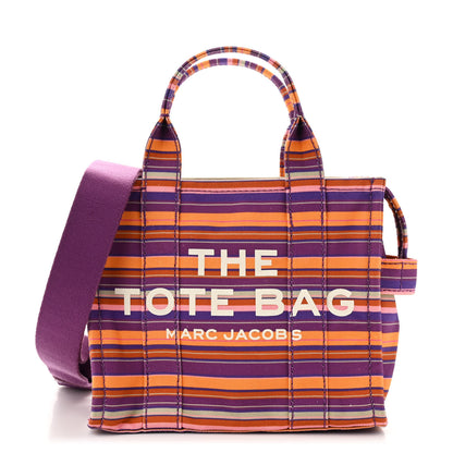 Marc Jacobs Cotton Canvas Striped Mini The Traveler Tote Bag Purple Multicolor 1 of 13