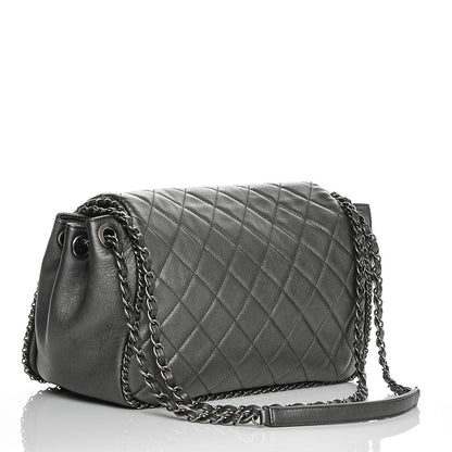 Chanel Metallic Calfskin Quilted Large CC Enchained Accordion Flap Grey 11 of 16