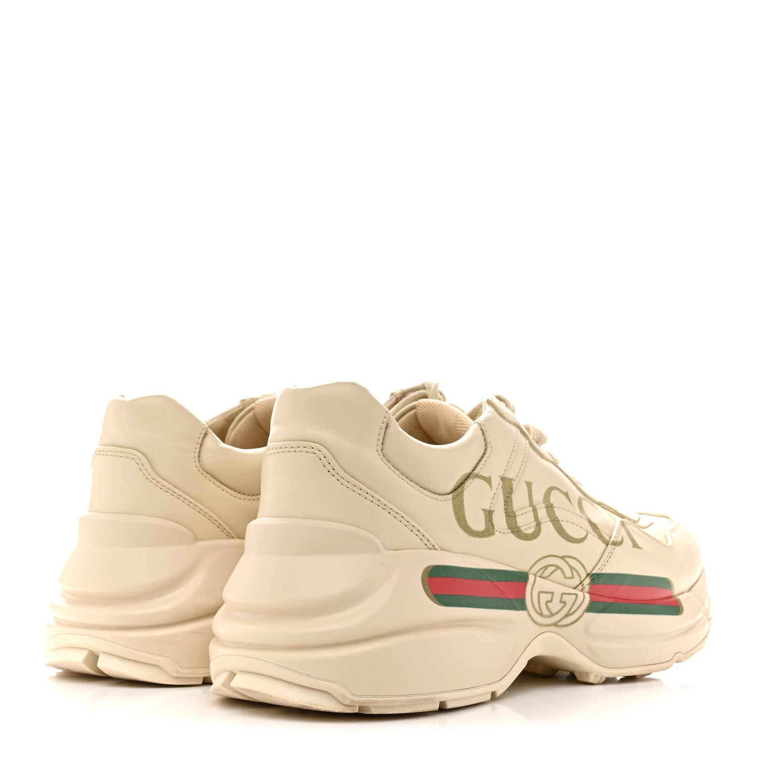 Gucci Calfskin Logo Womens Rhyton Sneakers 39 Ivory 5 of 14