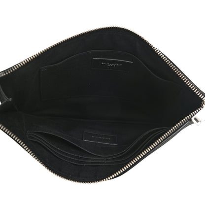 Saint Laurent Calfskin Crocodile Embossed Tablet Pouch Black 5 of 9