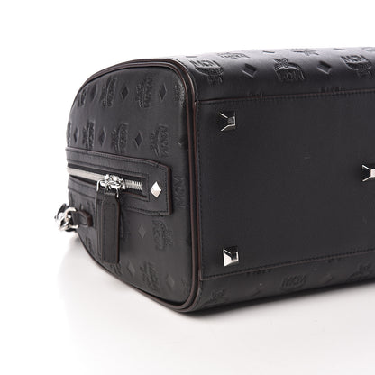 MCM Calfskin Ottomar Monogram Essential Boston Bag Black 9 of 10