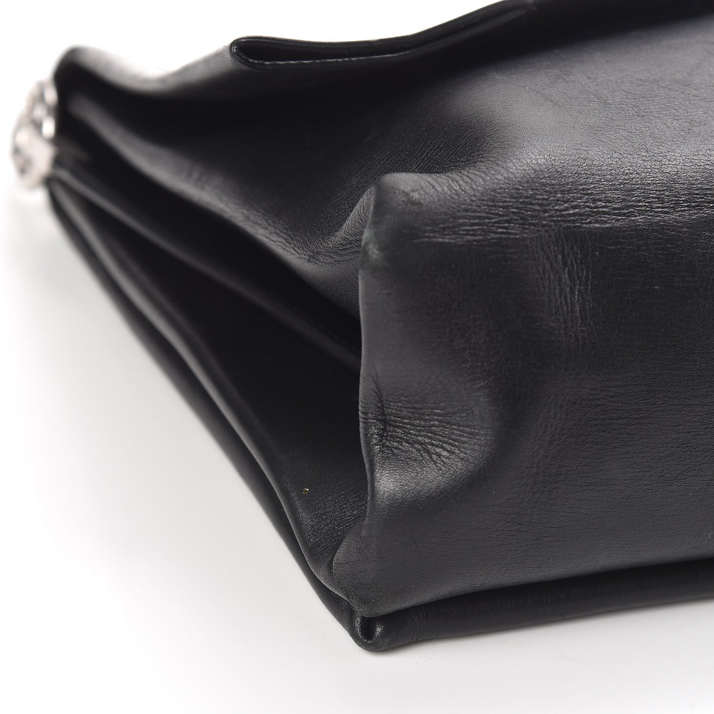 Smooth Calfskin Blade Chain Flap Black