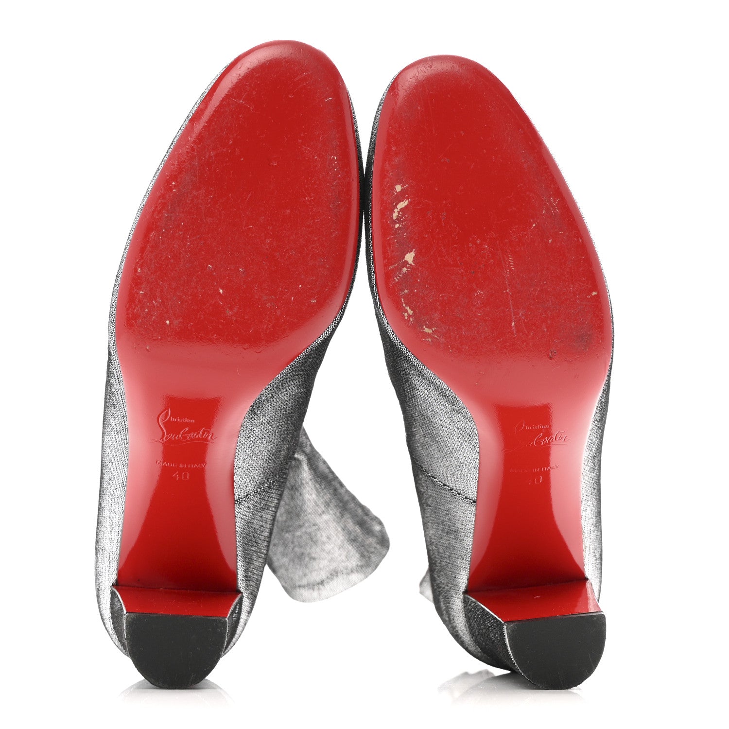Christian Louboutin Veau Velours Stretch Gena 85 Bootie 40 Silver 7 of 10