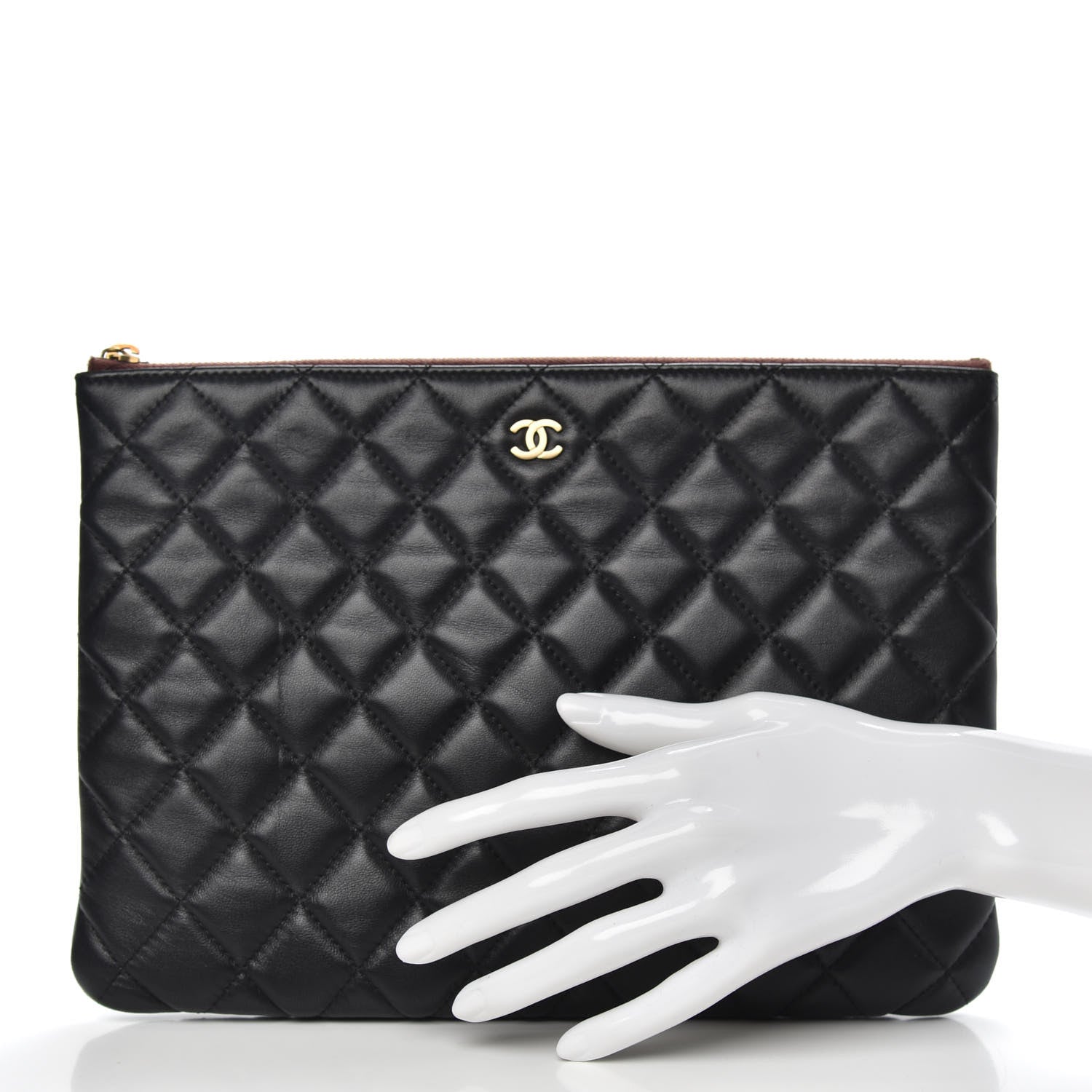 Chanel Lambskin Quilted Medium Cosmetic Case Black 2 of 12