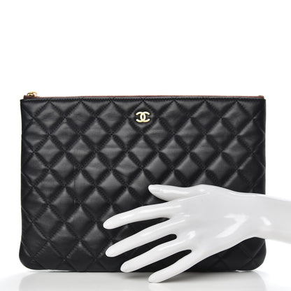 Chanel Lambskin Quilted Medium Cosmetic Case Black 2 of 12