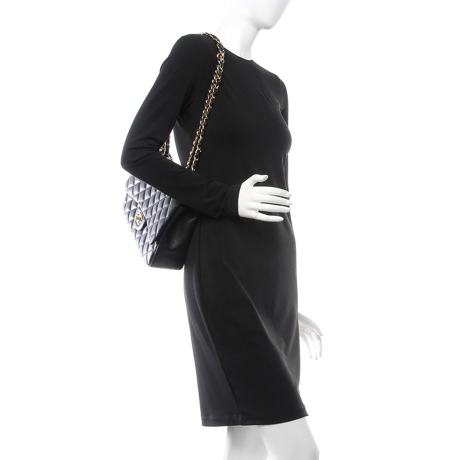 Chanel Lambskin Quilted Jumbo Single Flap Black 2 of 9