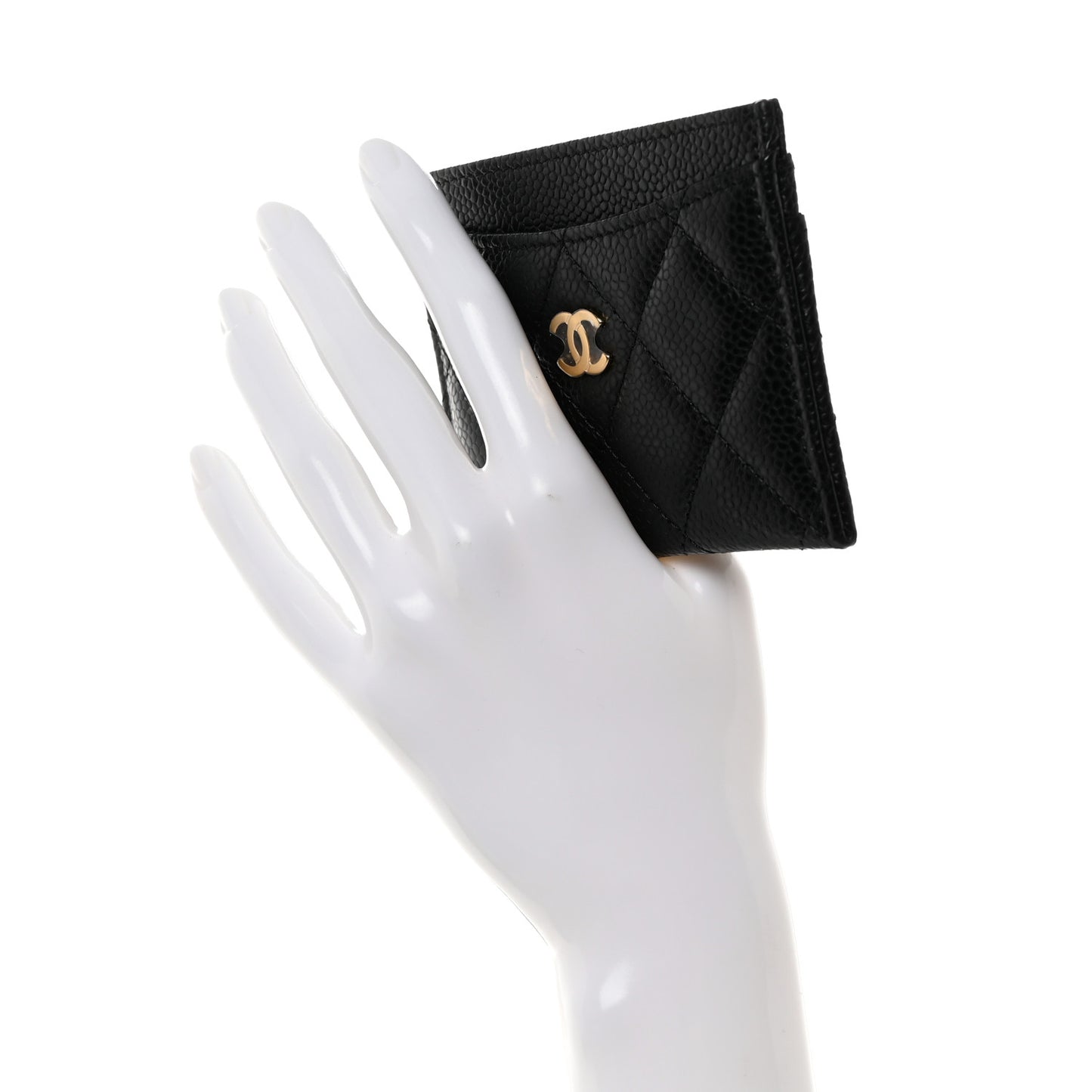 Caviar Quilted Card Holder Black