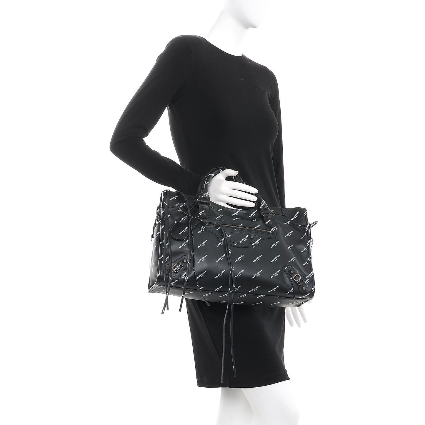 Veau Allover Logo Classic Hardware City Black White