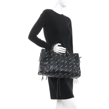 Balenciaga Veau Allover Logo Classic Hardware City Black White 3 of 8