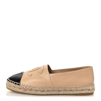 Chanel Lambskin CC Espadrilles 38 Beige Black 1 of 10