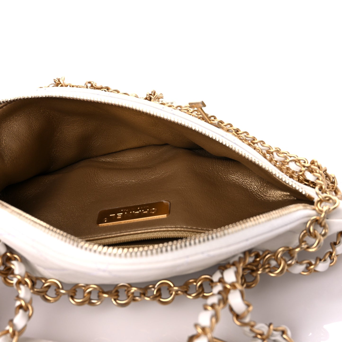 Lambskin Quilted All About Chains Waist Belt Bag White