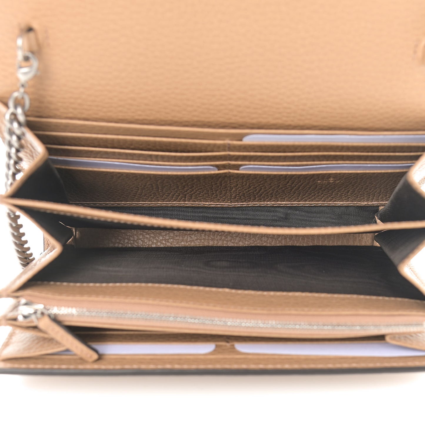 Dollar Calfskin Crystal Mini Dionysus Chain Wallet Natural Tan Black Diamond