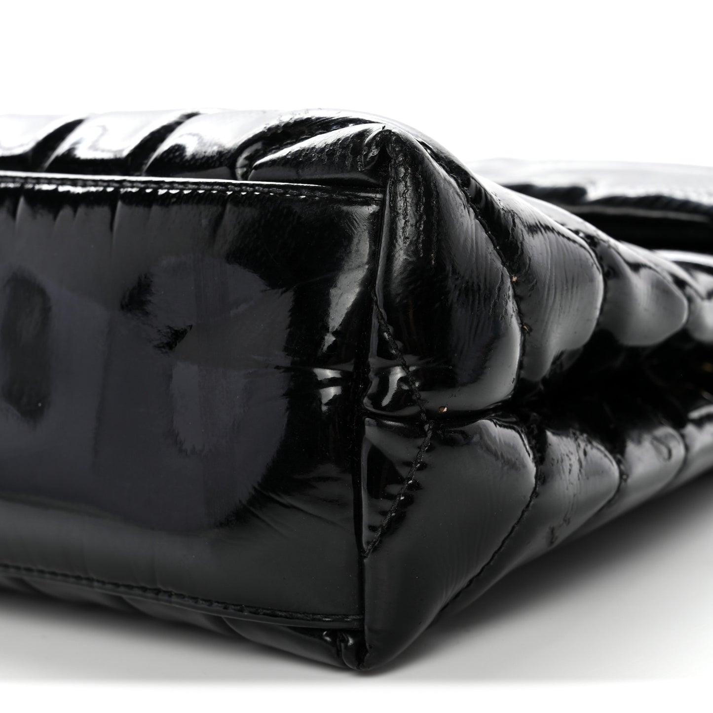 Patent Y Quilted Monogram Small Loulou Chain Satchel Black