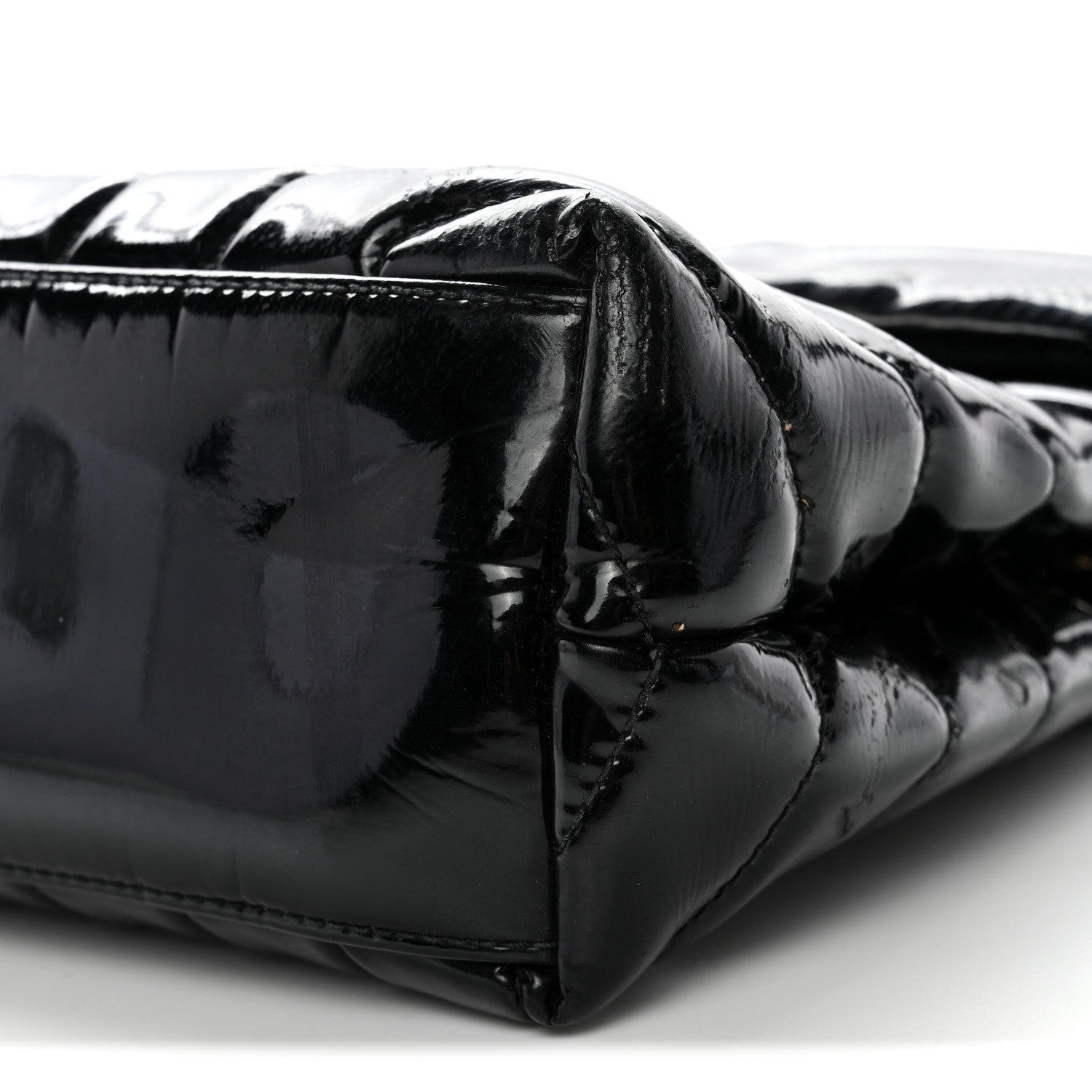 Saint Laurent Patent Y Quilted Monogram Small Loulou Chain Satchel Black 9 of 14