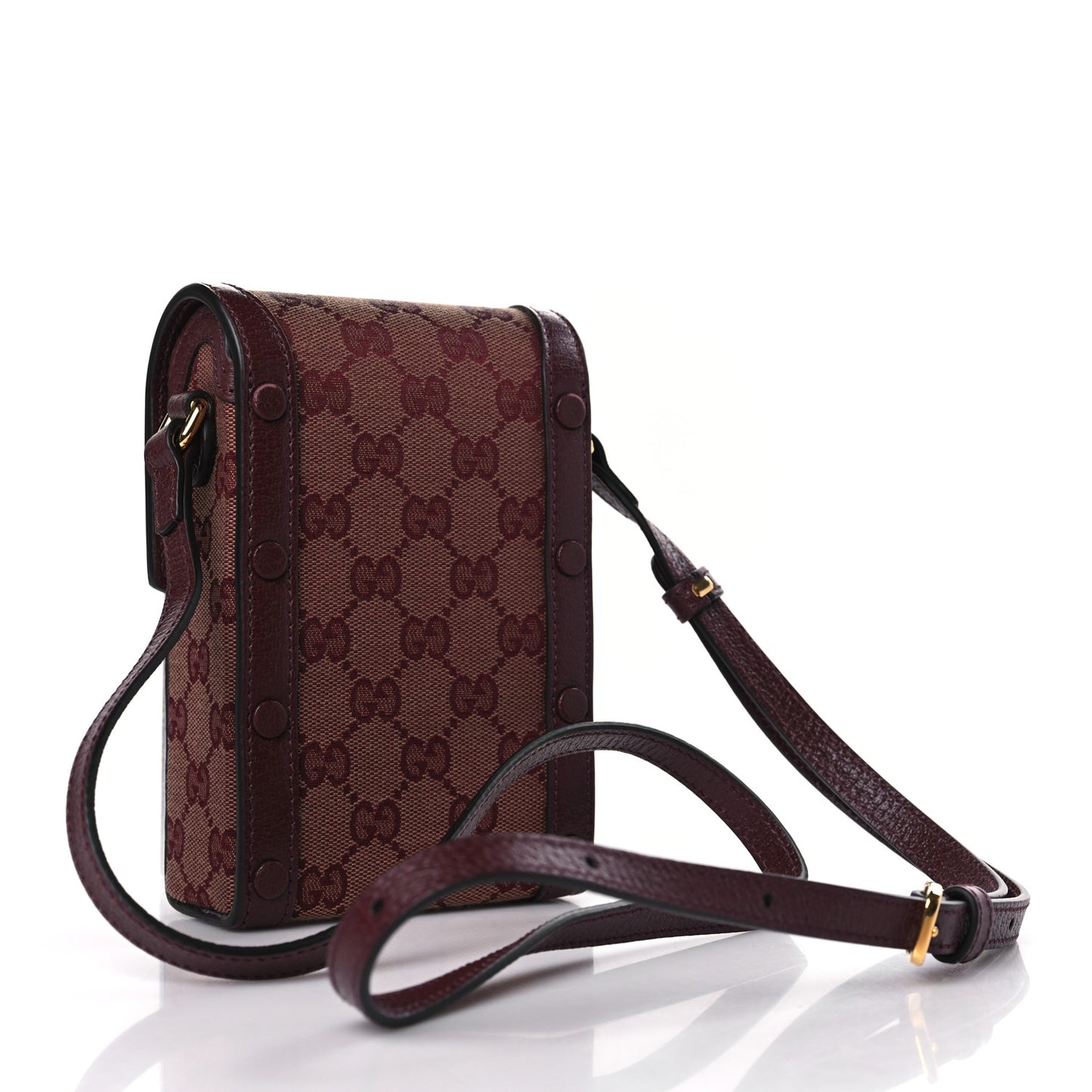 Monogram Textured Dollar Calfskin Mini Horsebit 1955 Crossbody Bag Sahara Rubino Chardonnay