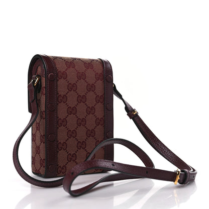 Gucci Monogram Textured Dollar Calfskin Mini Horsebit 1955 Crossbody Bag Sahara Rubino Chardonnay 3 of 10