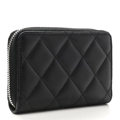 Chanel Lambskin Quilted Zip Coin Purse Black 3 of 7