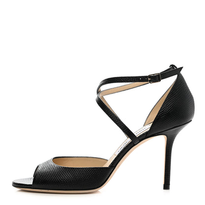 Jimmy Choo Lizard Emsy Crisscross Sandals 38 Black 1 of 9