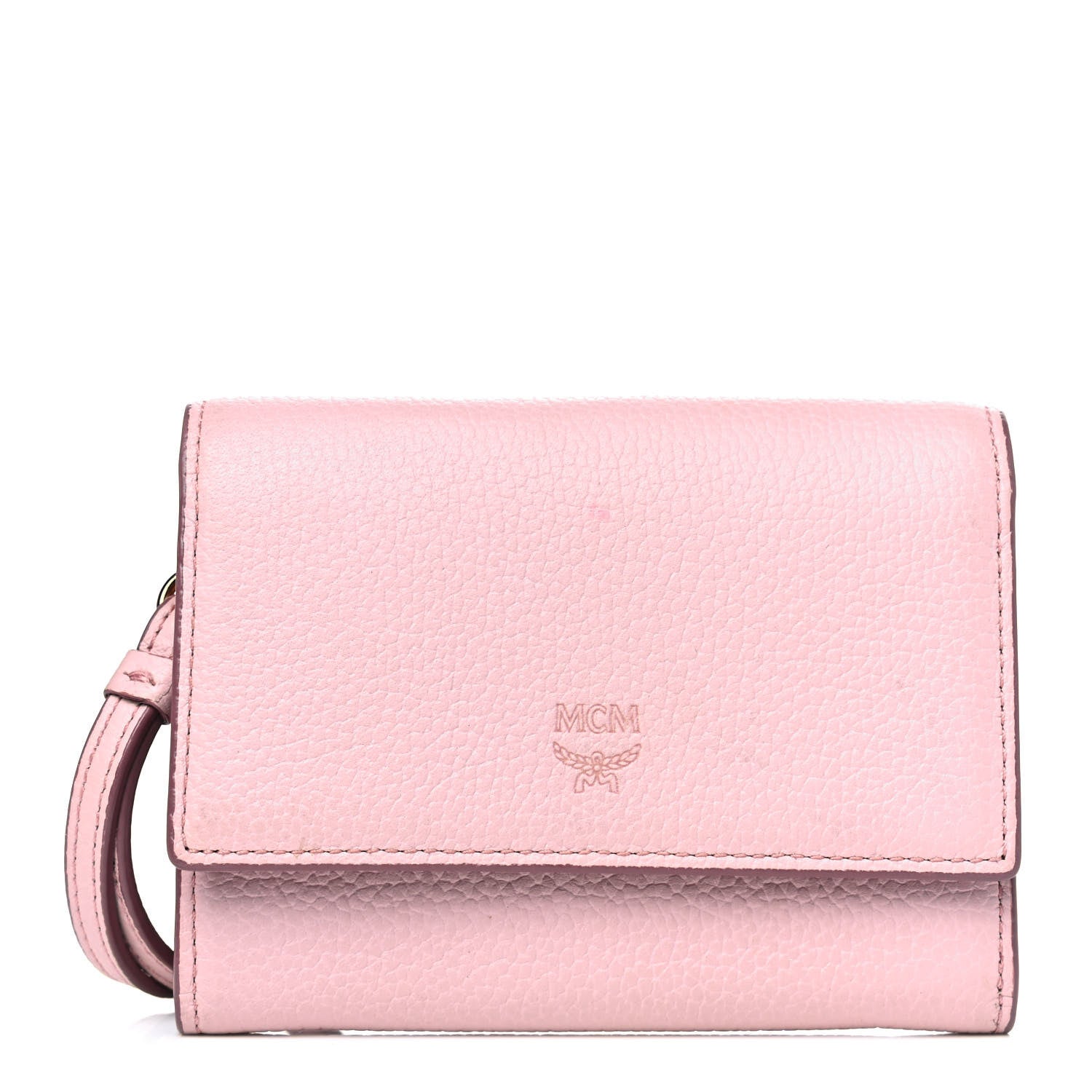 MCM Grained Calfskin Wristlet Wallet Pink 1 of 5