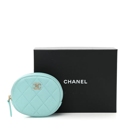 Chanel Caviar Quilted Zip Around Classic Coin Purse Light Blue 8 of 8