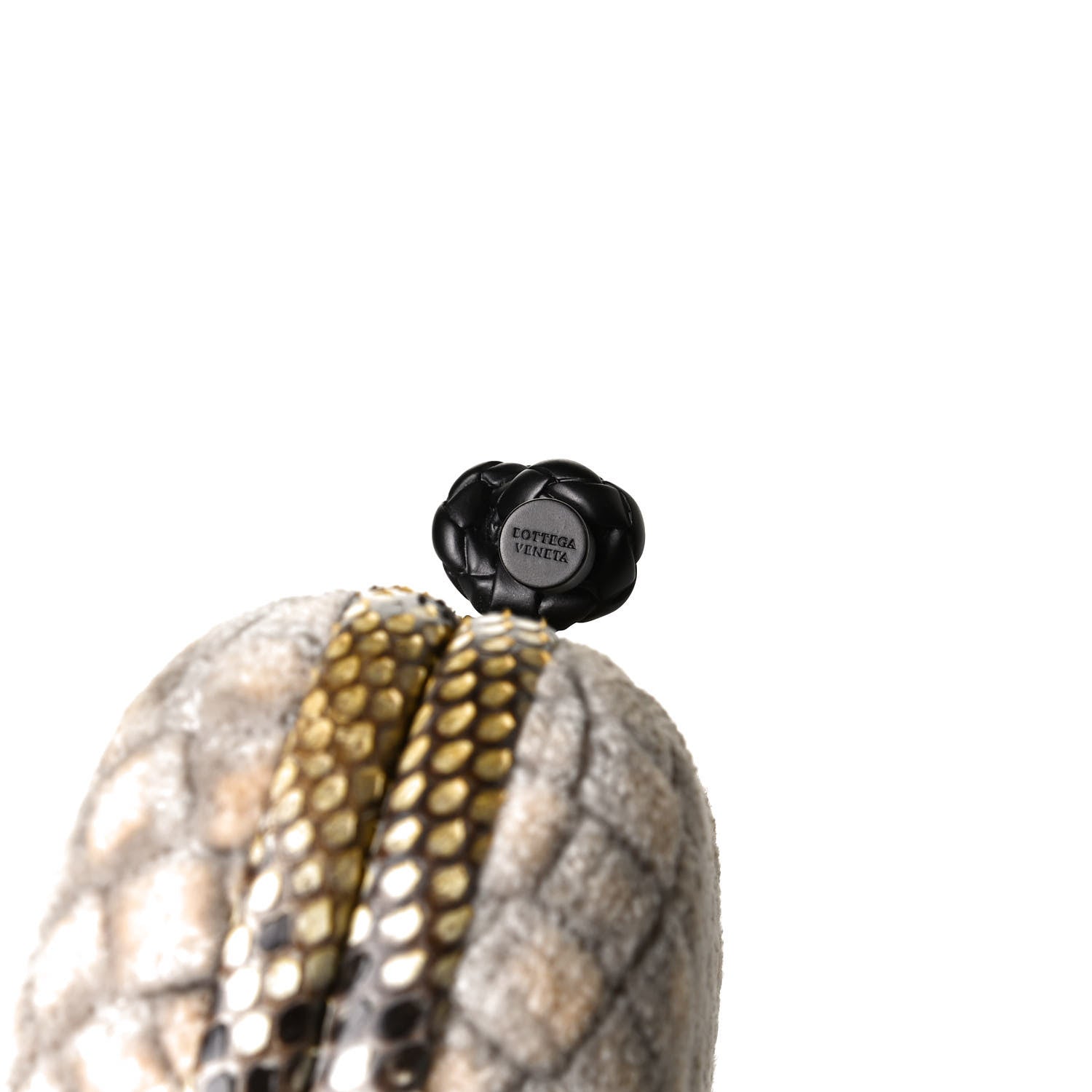 Bottega Veneta Velvet Intreccio Snakeskin Knot Clutch Grey Beige 8 of 9