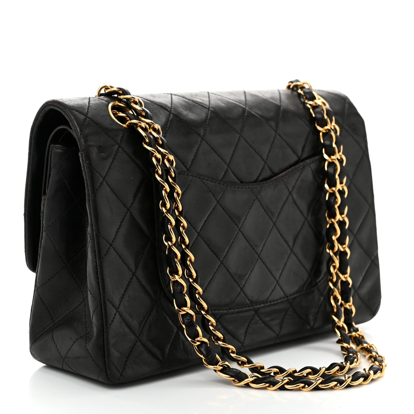 Lambskin Quilted Medium Double Flap Black