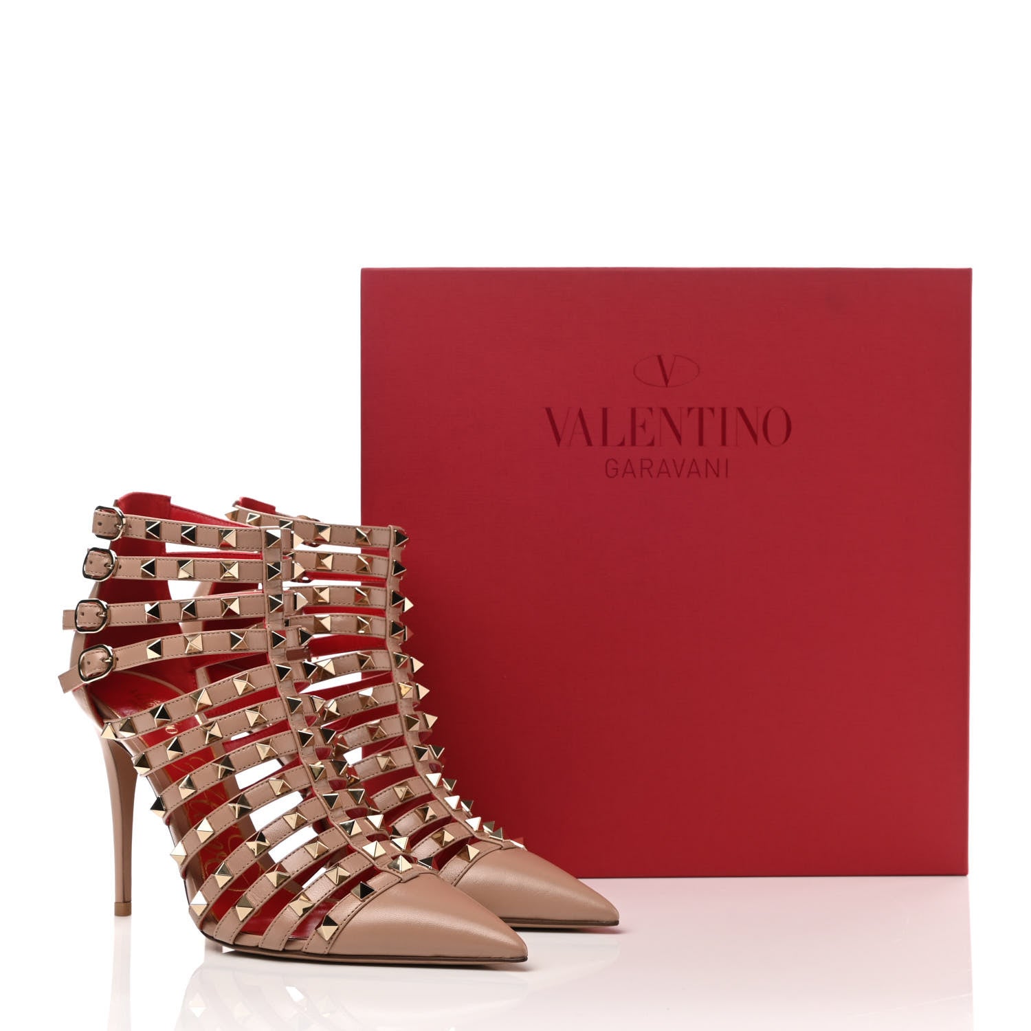 Valentino Garavani Kidskin Rockstud Alcove Cage 100mm Booties 38 Rose Cannelle 8 of 8
