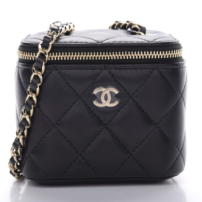 Chanel Lambskin Quilted Mini Vanity Case With Chain Black 8 of 11