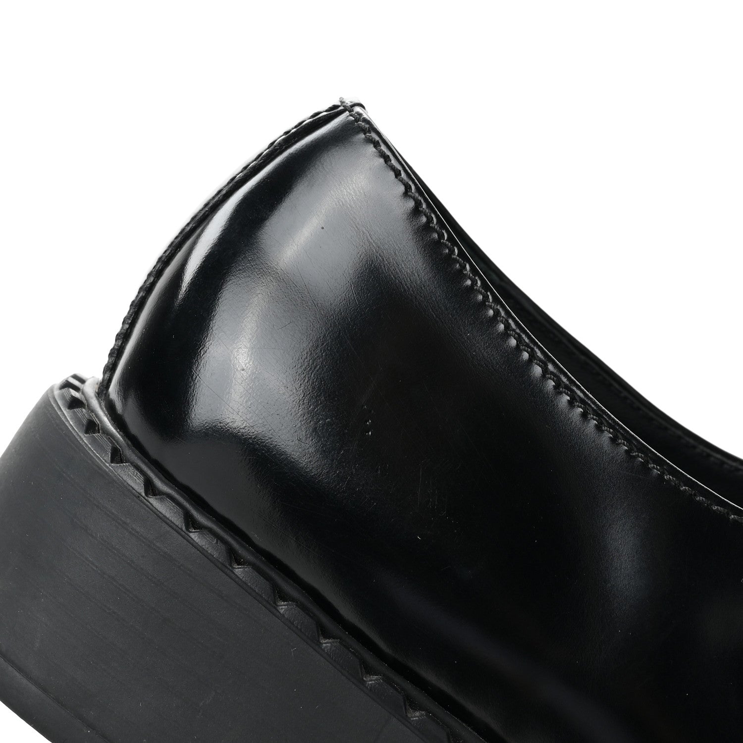 Prada Spazzolato Metal Triangle Logo 50mm Loafers 37.5 Black 11 of 14