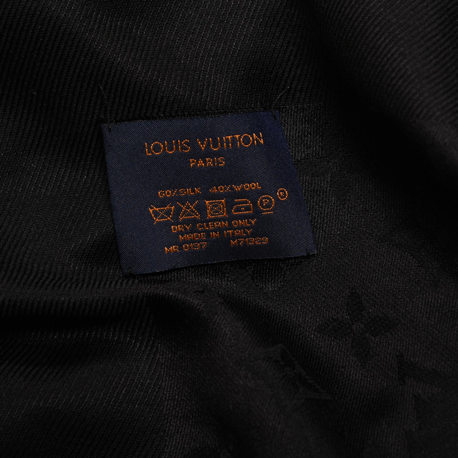Louis Vuitton Silk Wool Monogram Shawl Black 3 of 4