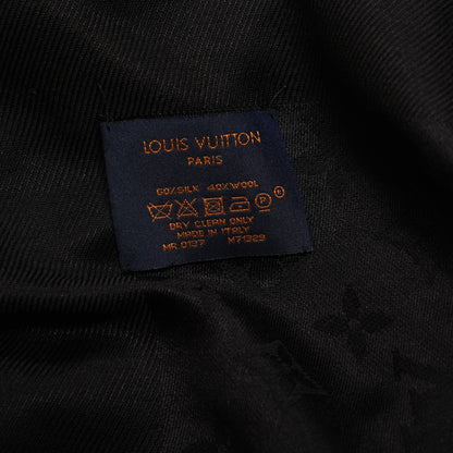 Louis Vuitton Silk Wool Monogram Shawl Black 3 of 4
