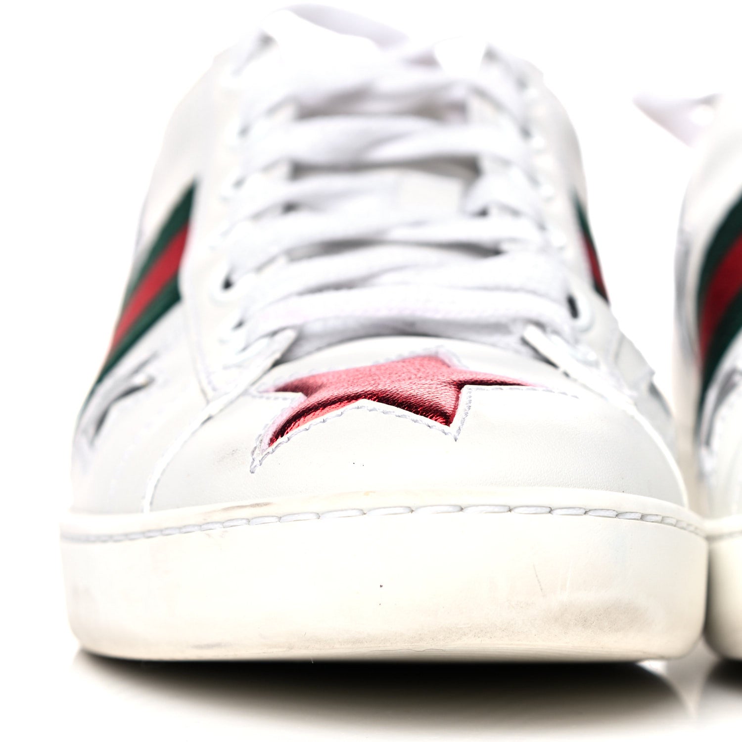 Gucci Calfskin Ayers Web Star Embroidered Womens Ace Sneakers 35.5 White Multi 11 of 17