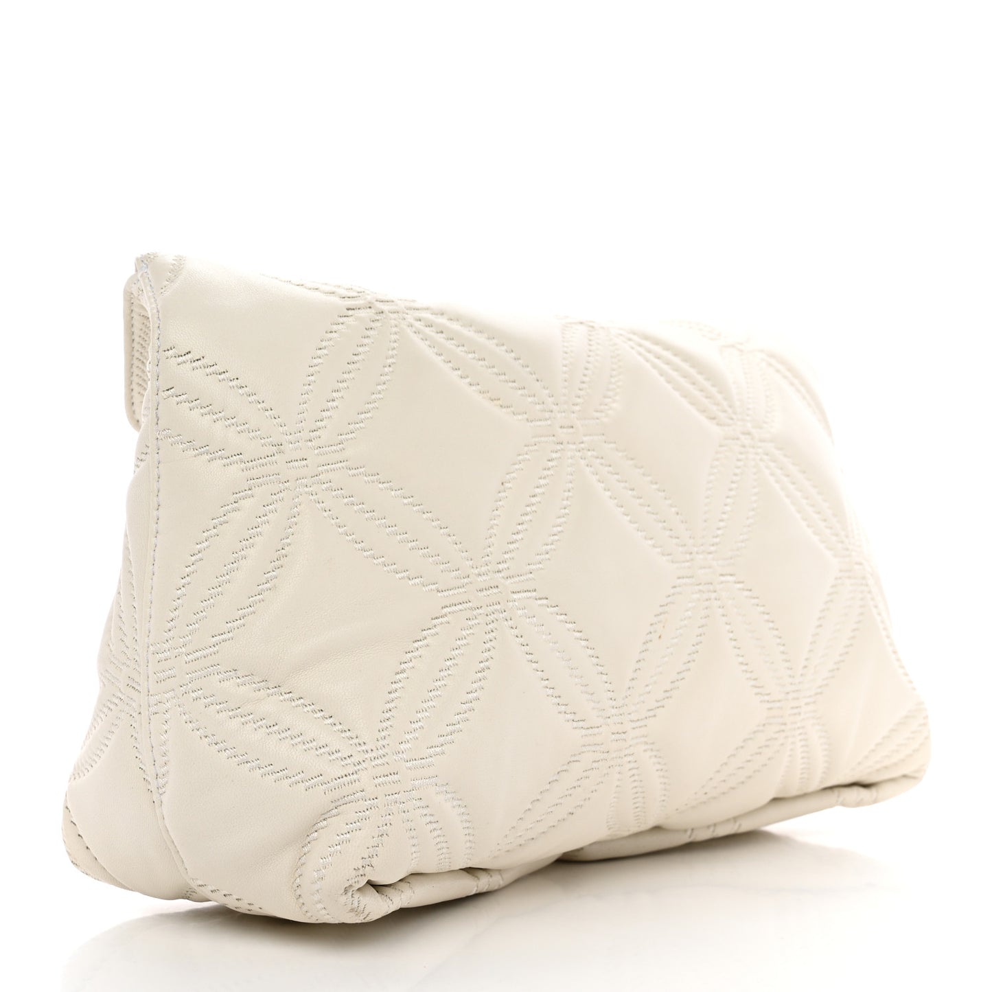 Nappa Quilted Skull Four Ring Clutch White