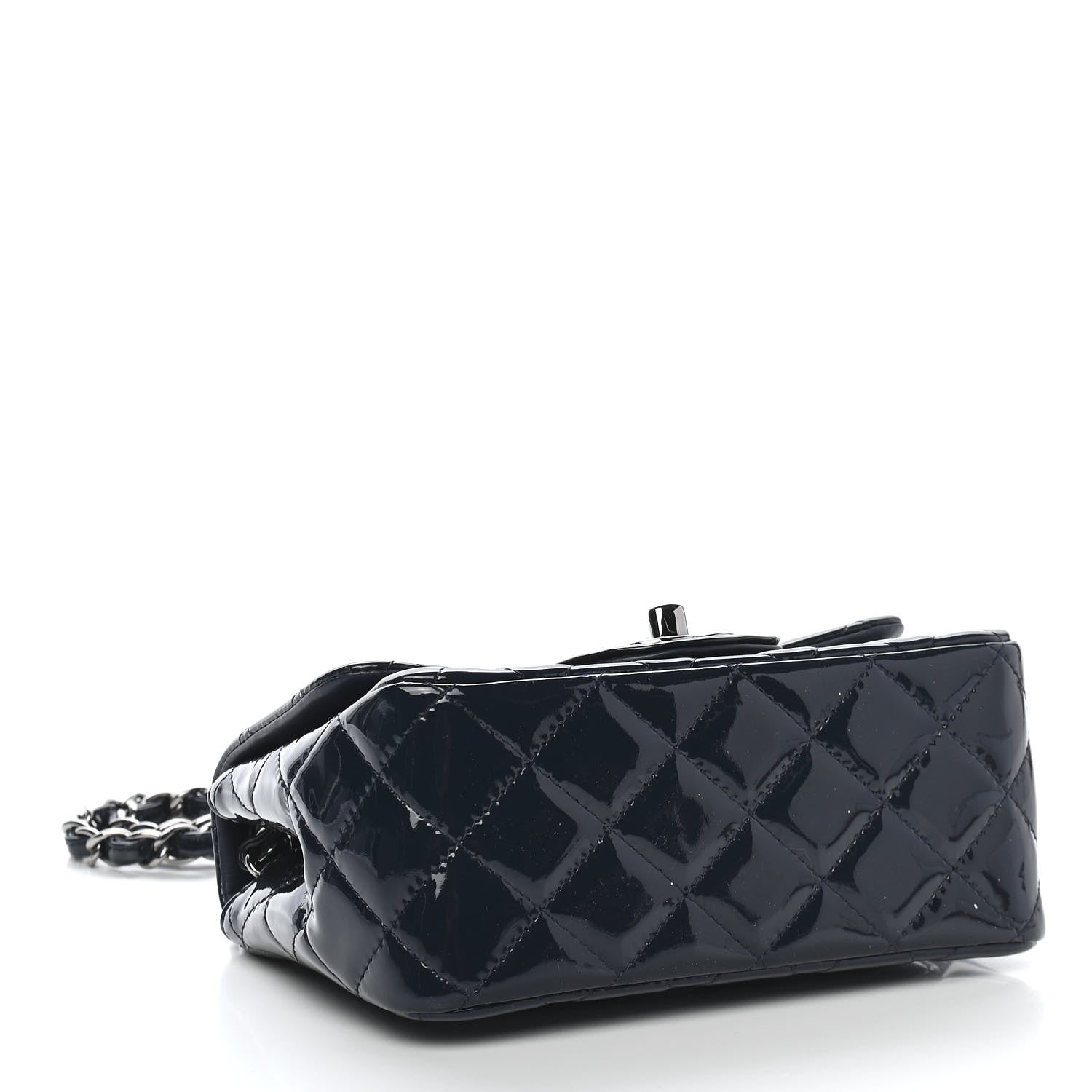 Chanel Patent Quilted Mini Square Flap Navy Blue 3 of 9
