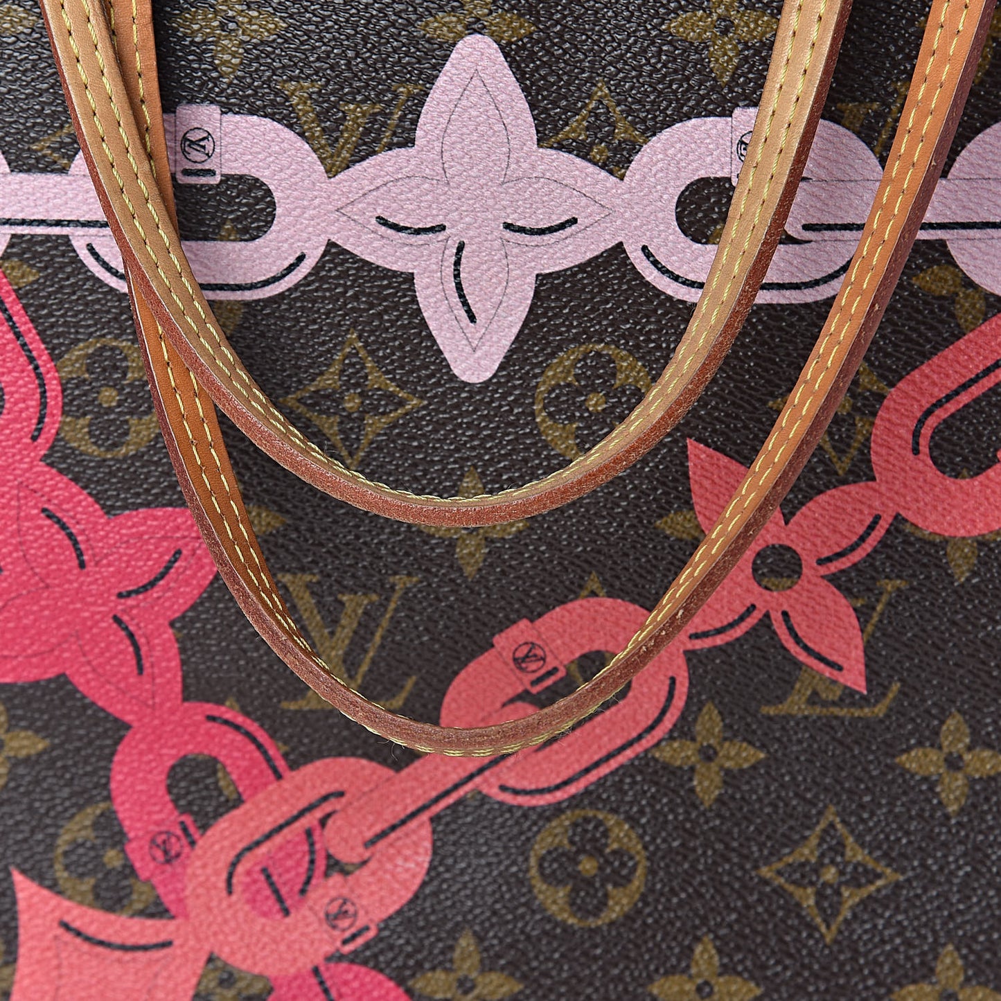 Monogram Bay Neverfull MM Rose Ballerine Poppy