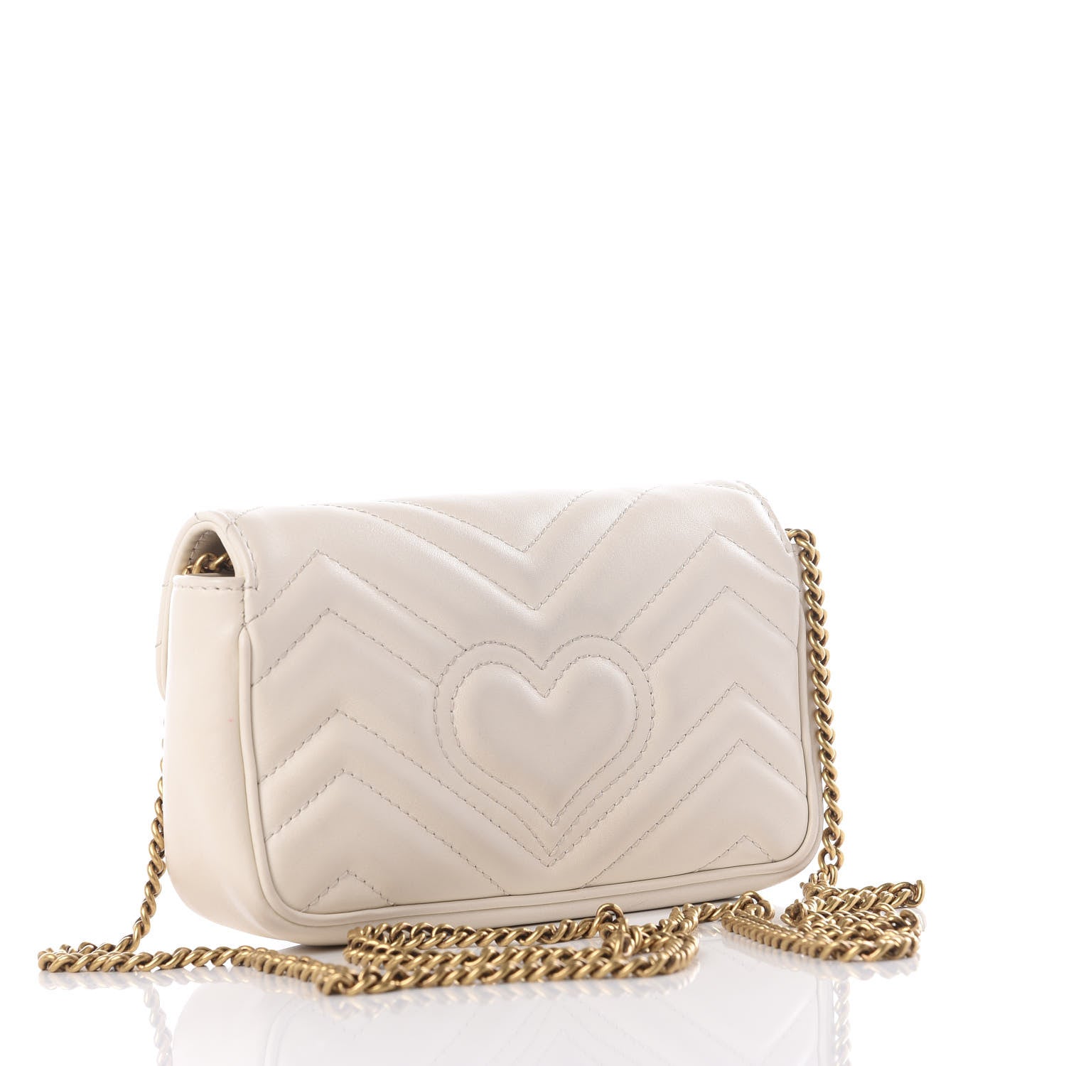 Gucci Calfskin Matelasse Super Mini GG Marmont Shoulder Bag White 2 of 11