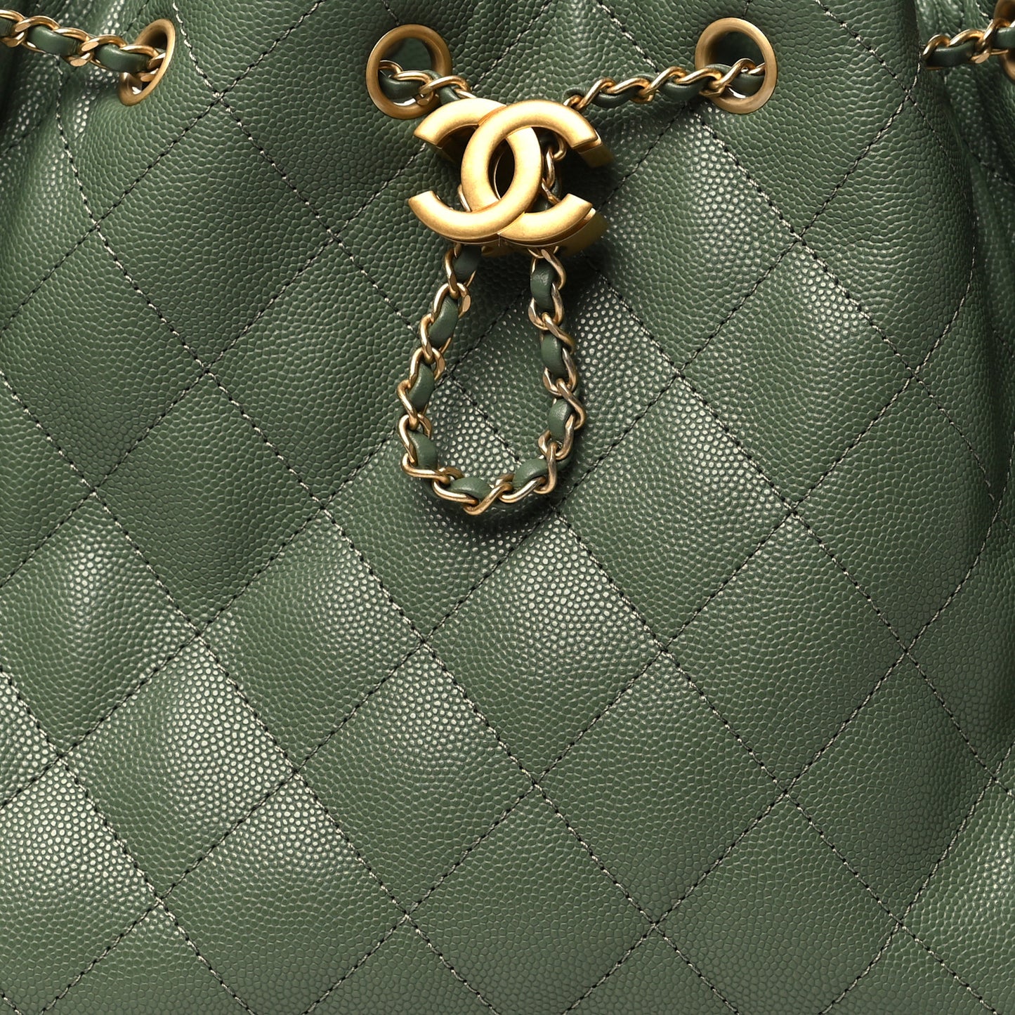 Caviar Quilted Small Chanel 25 Handbag Khaki