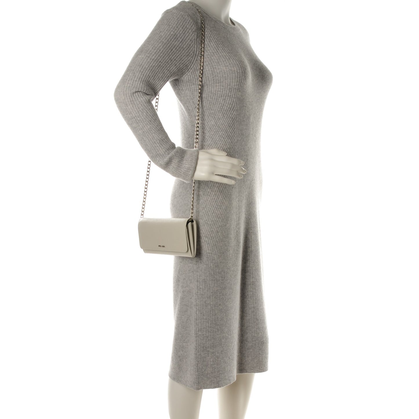 Saffiano Bi-Color Wallet On Chain Talco Nero Black