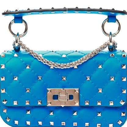 Valentino Garavani Calfskin Mini Rockstud Spike Shoulder Bag Blue Fluo 12 of 12