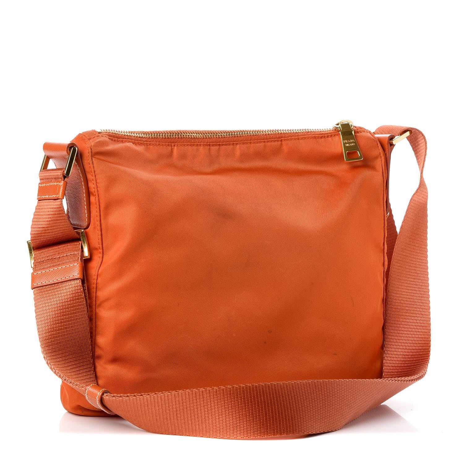 Prada Nylon Vela Flat Messenger Bag Papaya 3 of 13