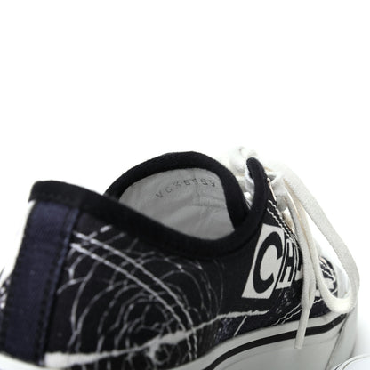 Chanel Printed Fabric Low Top Logo Sneakers 36 White Black 8 of 10