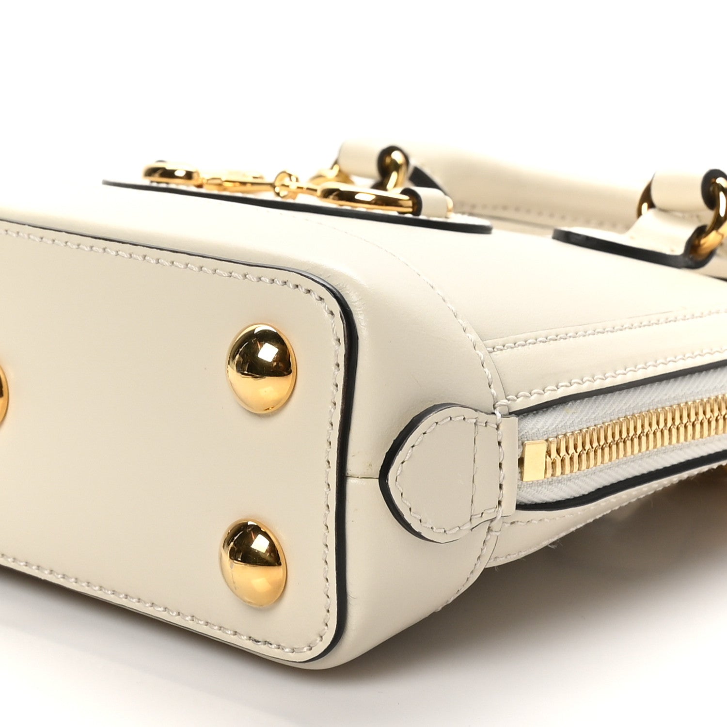 Gucci Boarded Plutone Calfskin Mini Horsebit 1955 Top Handle Bag Mystic White 10 of 10