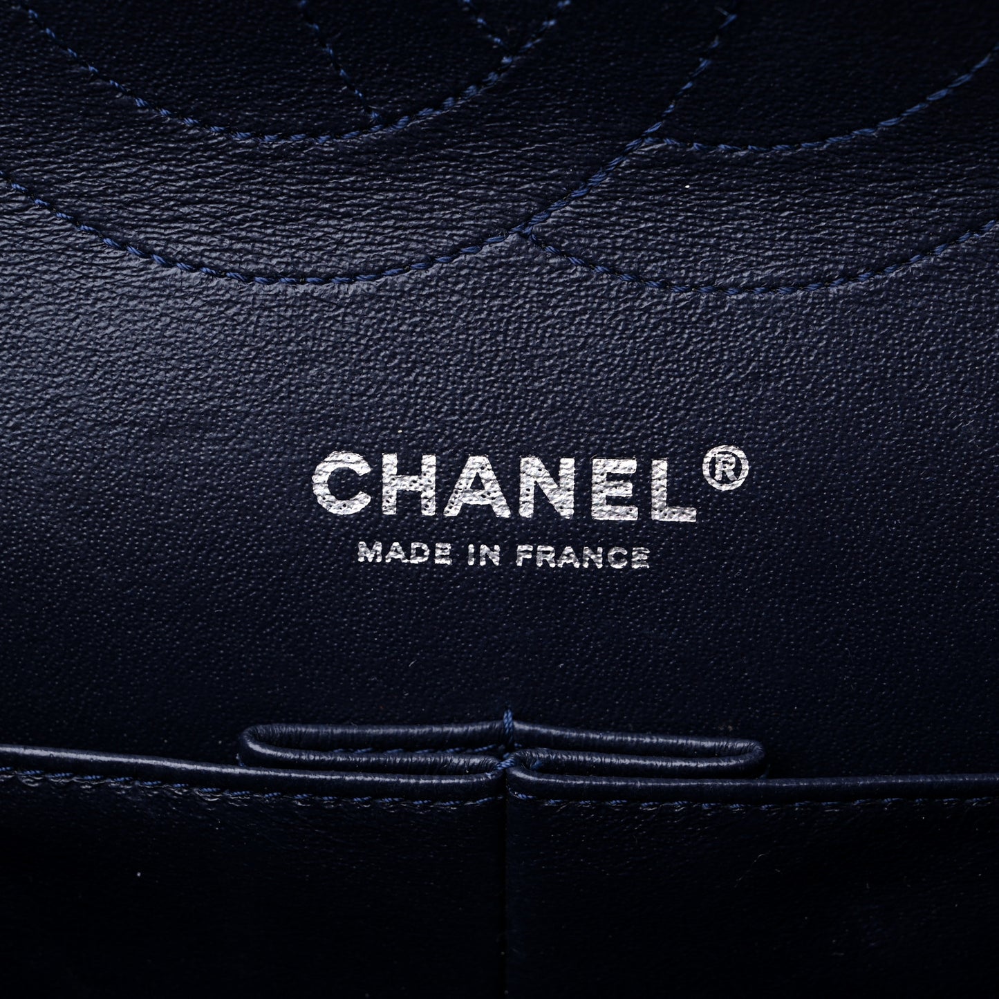 Calfskin Stitched Jumbo Double Flap Brown Blue
