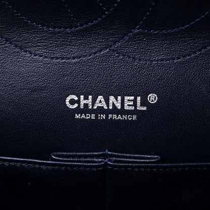 Chanel Calfskin Stitched Jumbo Double Flap Brown Blue 6 of 12