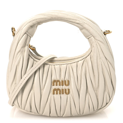 Miu Miu Nappa Matelasse Small Wander Hobo White 1 of 9